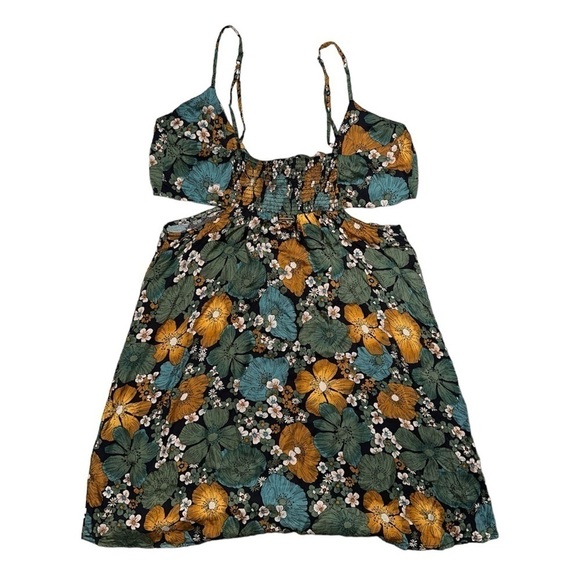 Volcom Luvely Daze 100% Modal Side Cutout Tie Front Sexy Boho Mini Dress Sz L - Picture 8 of 13